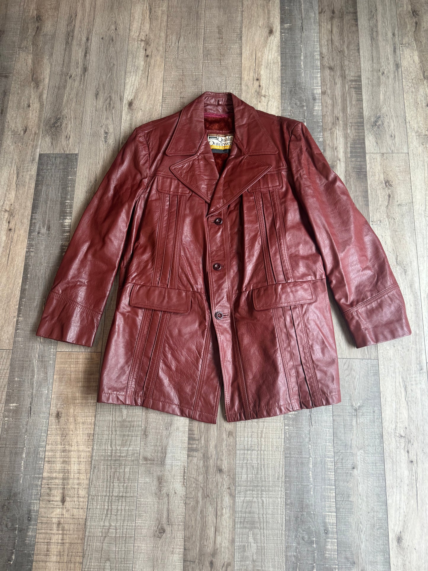 70s Vintage Leather Jacket Red