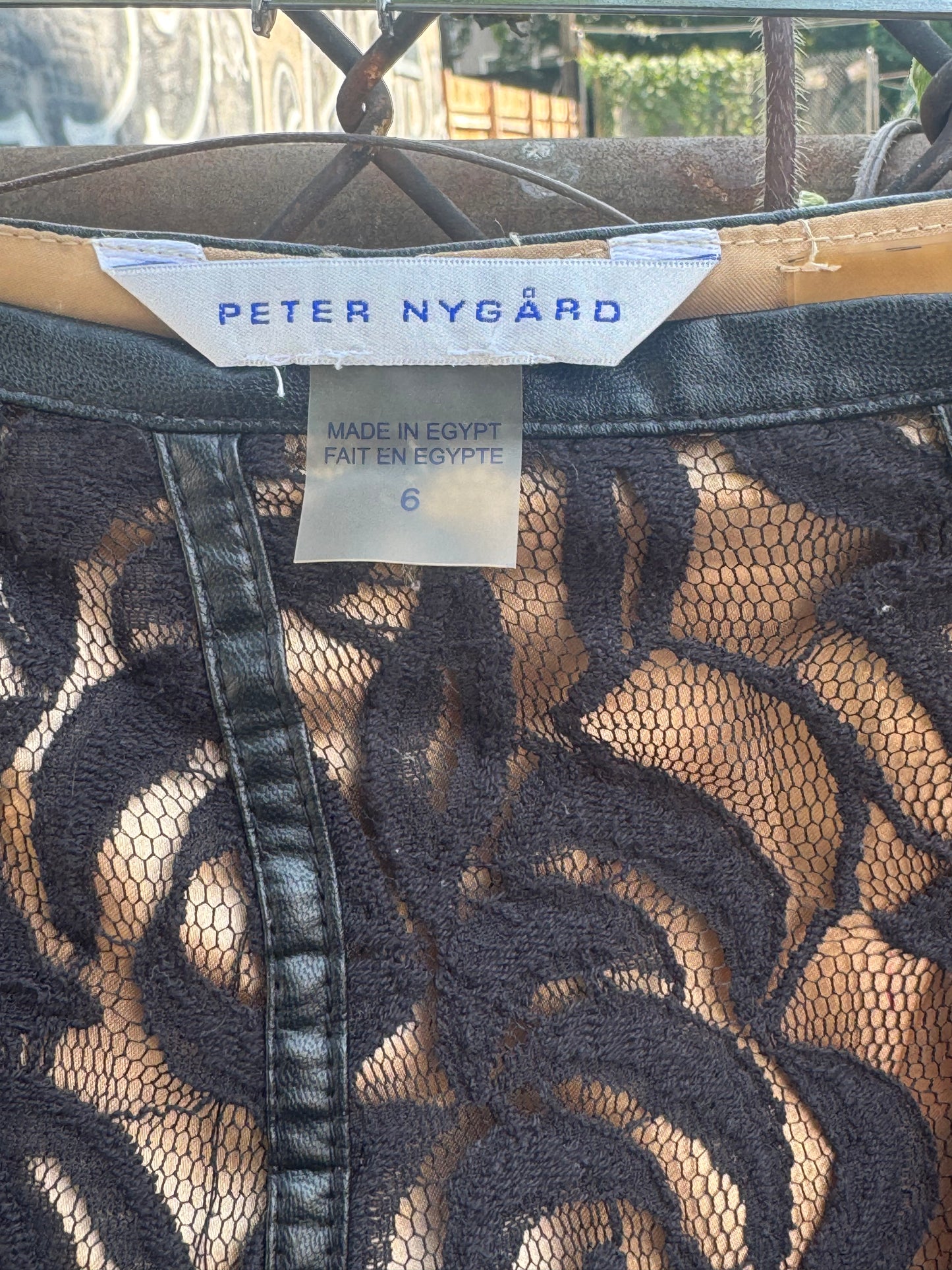Vintage Lace & Leather Skirt Peter Nygard