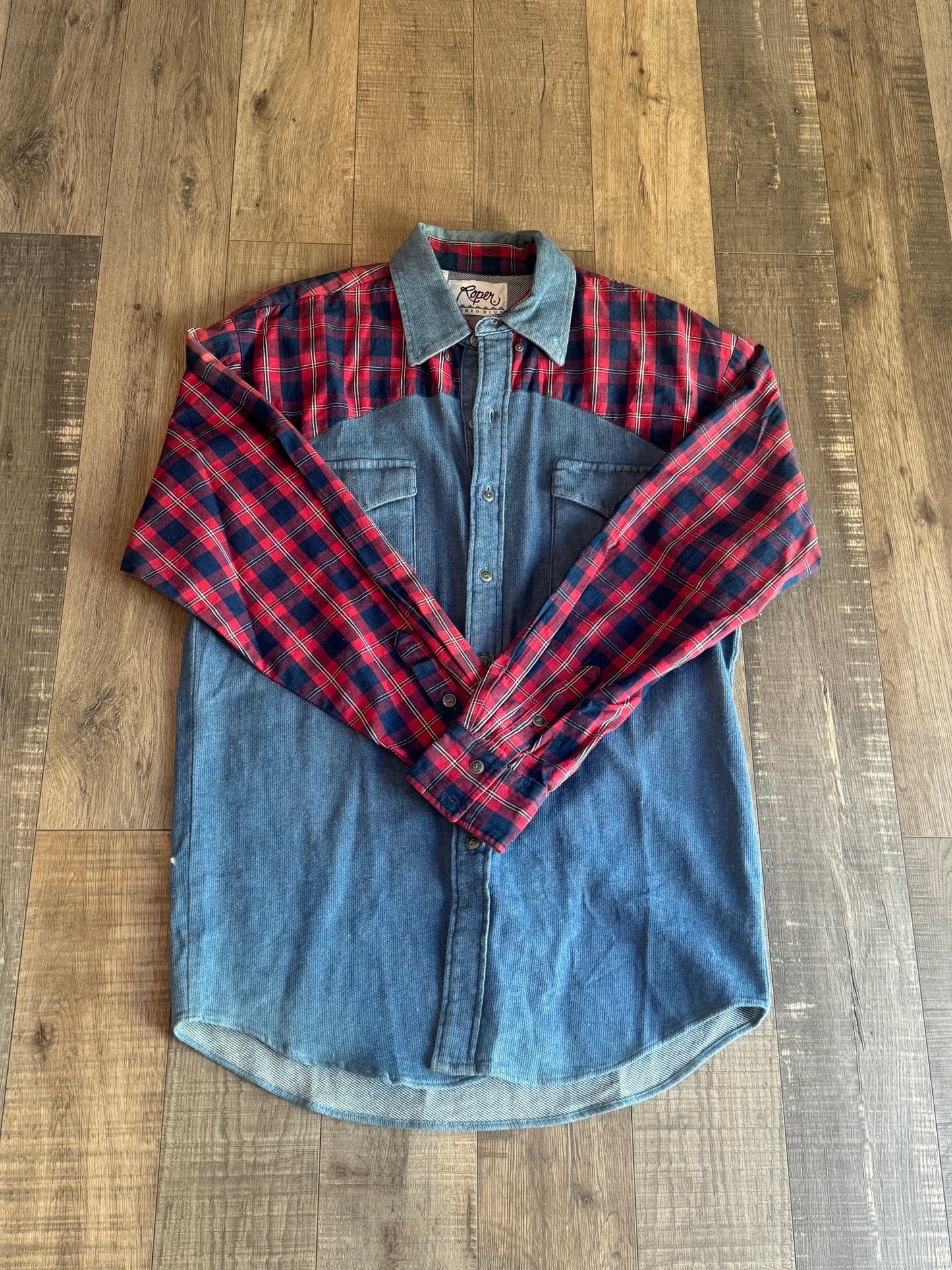 Denim Plaid Western Button Up