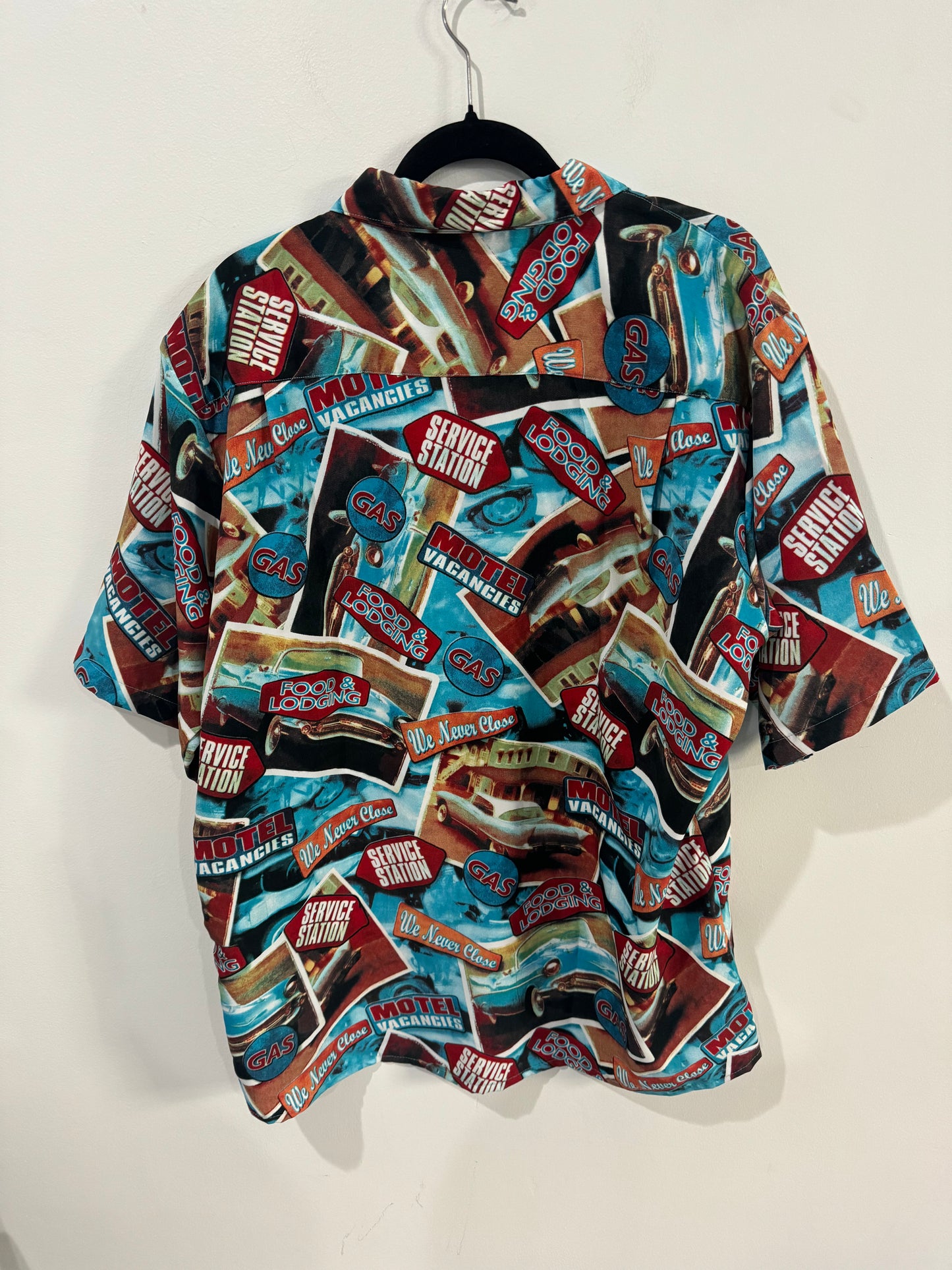 Vintage Printed Button Up Gas Station