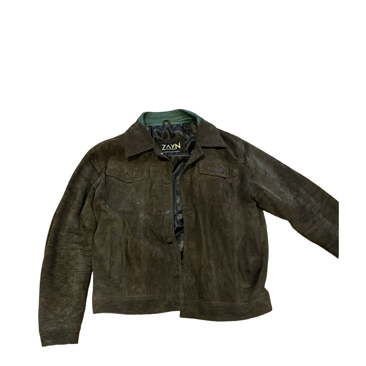 Olive green suede jacket Size 44 XXL