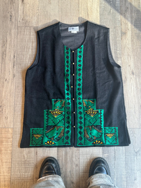 Embroidered Vest Green Black