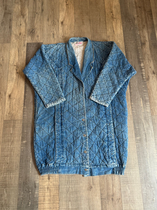 Vintage Quilted Studded Denim
Longline Jacket