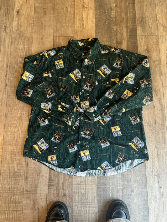 Vintage Patterned Long Sleeve Button Up